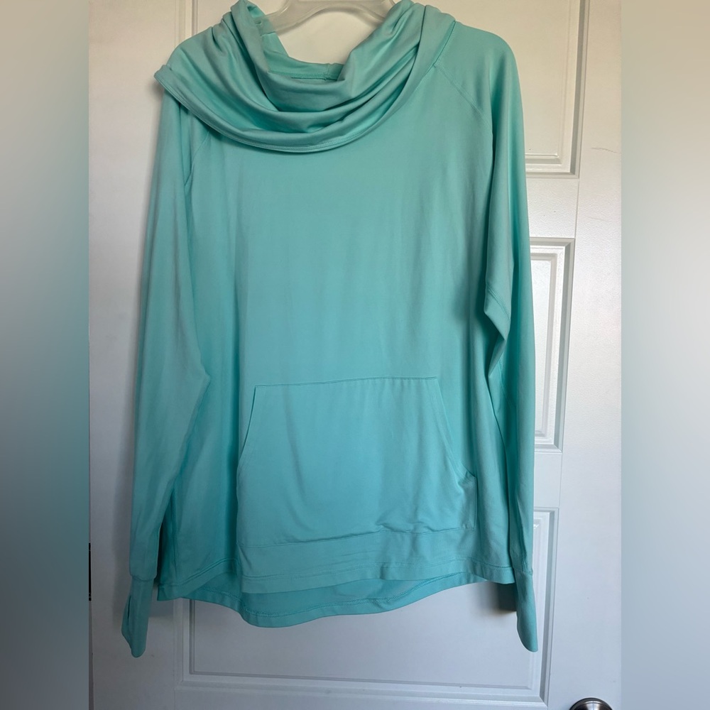 Lands’ End Sport Turquoise Cowl Neck Tunic Pullover — Sweater